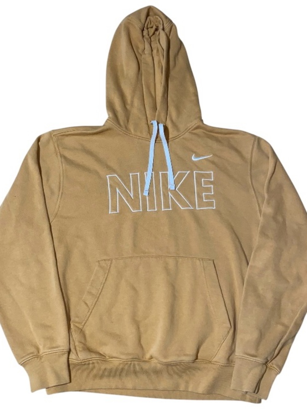 Nike Mens Tan Pullover Hoodie Swoosh Logo Streetwear Size Medium (DB3)